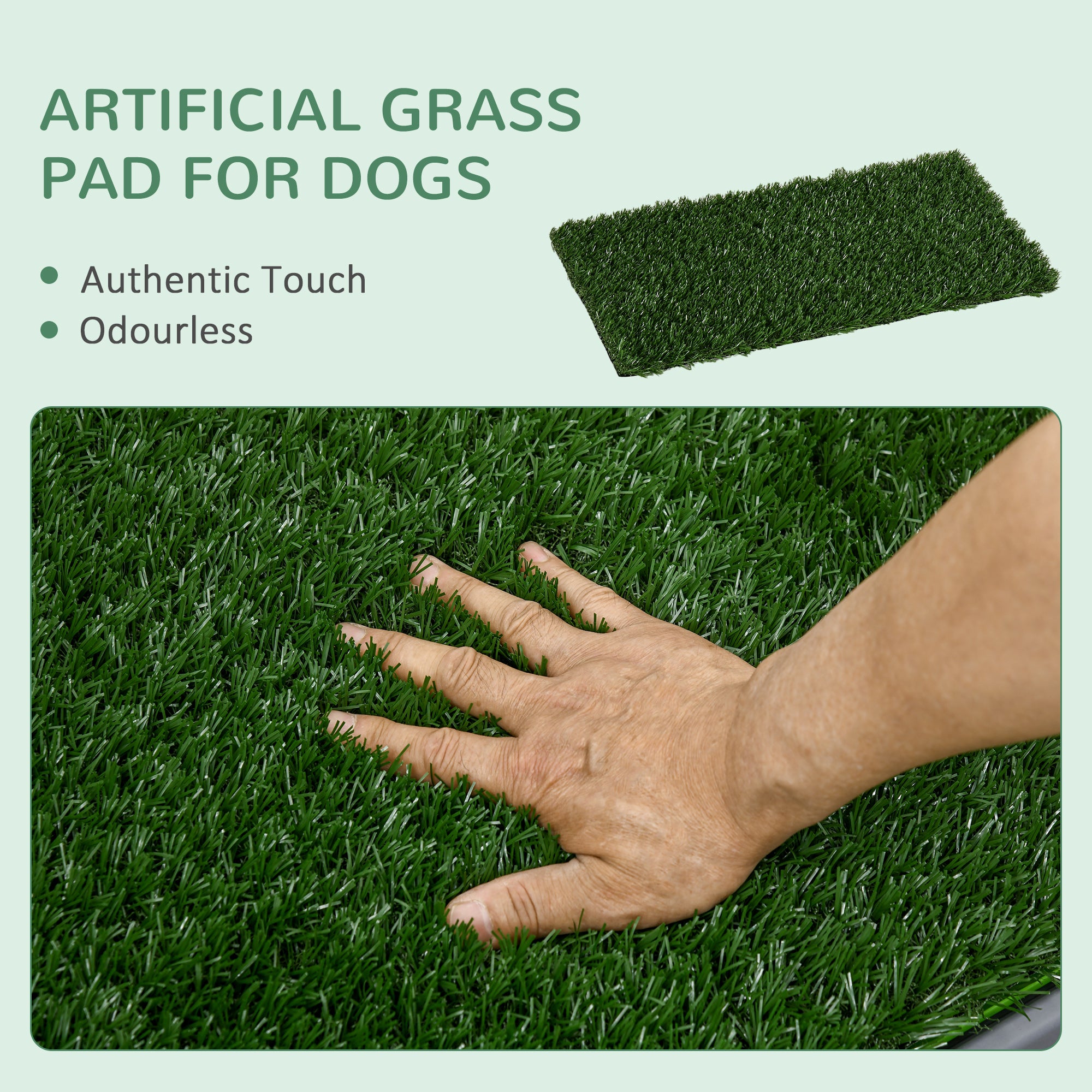 PawHut Grass Pee Pad for Dogs, 26" x 16" Artificial Grass with Tray for Dogs Potty Training Indoor Outdoor, Green