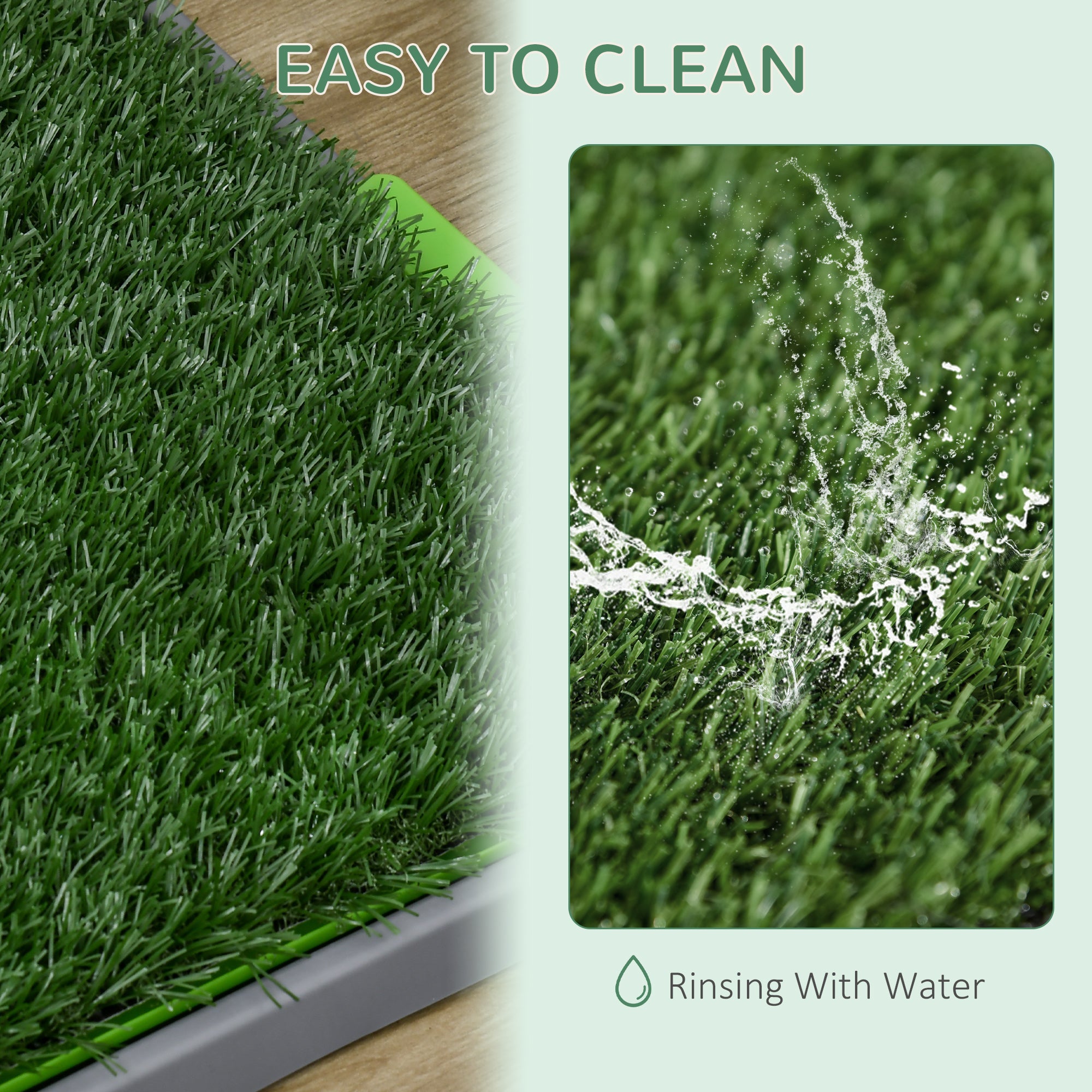 PawHut Grass Pee Pad for Dogs, 26" x 16" Artificial Grass with Tray for Dogs Potty Training Indoor Outdoor, Green
