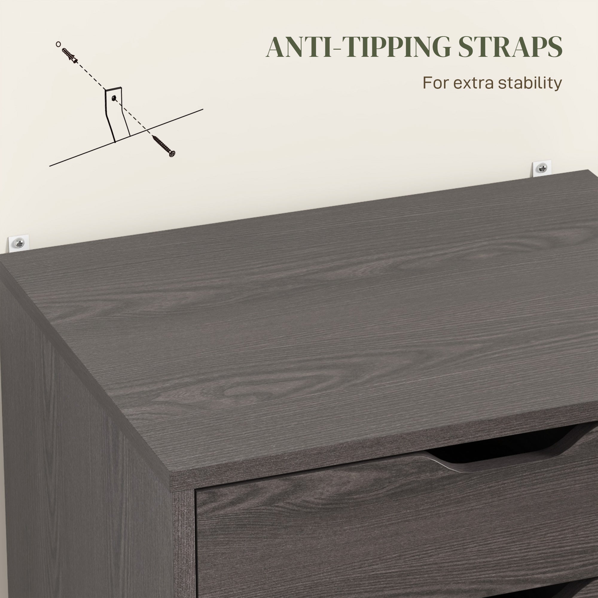 Vinsetto Vertical Filing Cabinet, 7-drawer File Cabinet, Mobile Office Storage Cabinet with Wheels for Home Office, Grey Wood Grain