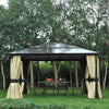 Outsunny 12' x 14' Hardtop Gazebo, Outdoor Gazebo Canopy Sun Shelter Waterproof with Aluminum Frame, Polycarbonate Panels Rooftop, Sidewalls, and Mosquito Netting
