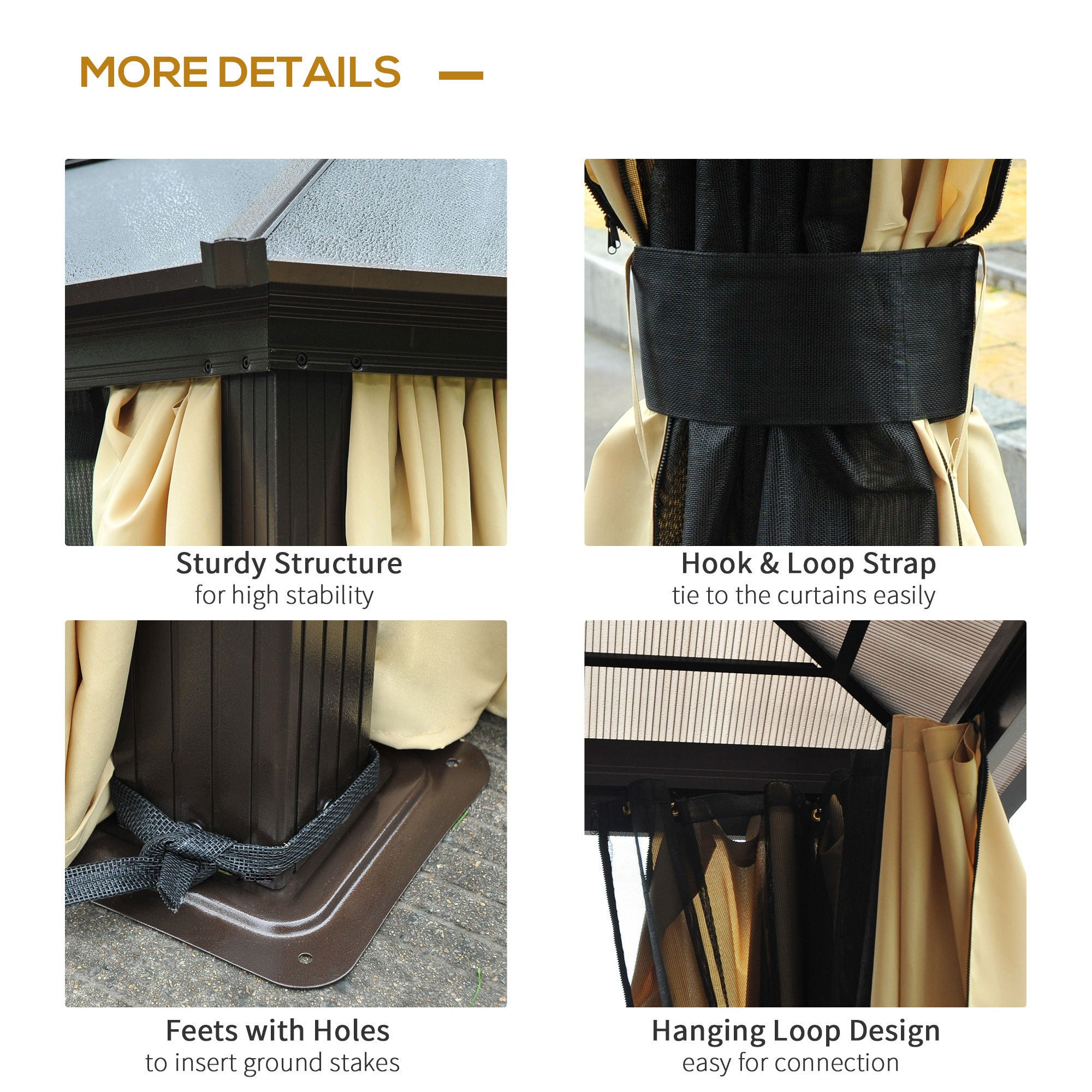 Outsunny 12' x 14' Hardtop Gazebo, Outdoor Gazebo Canopy Sun Shelter Waterproof with Aluminum Frame, Polycarbonate Panels Rooftop, Sidewalls, and Mosquito Netting