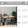 Outsunny 55" L x 35.5" W x 29.25" H Patio Dining Table for 6, Rectangular Aluminum Outdoor Table for Garden Lawn Backyard, Natural