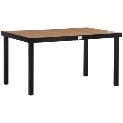 Outsunny 55" L x 35.5" W x 29.25" H Patio Dining Table for 6, Rectangular Aluminum Outdoor Table for Garden Lawn Backyard, Natural