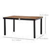 Outsunny 55" L x 35.5" W x 29.25" H Patio Dining Table for 6, Rectangular Aluminum Outdoor Table for Garden Lawn Backyard, Natural