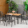 Outsunny 55" L x 35.5" W x 29.25" H Patio Dining Table for 6, Rectangular Aluminum Outdoor Table for Garden Lawn Backyard, Natural