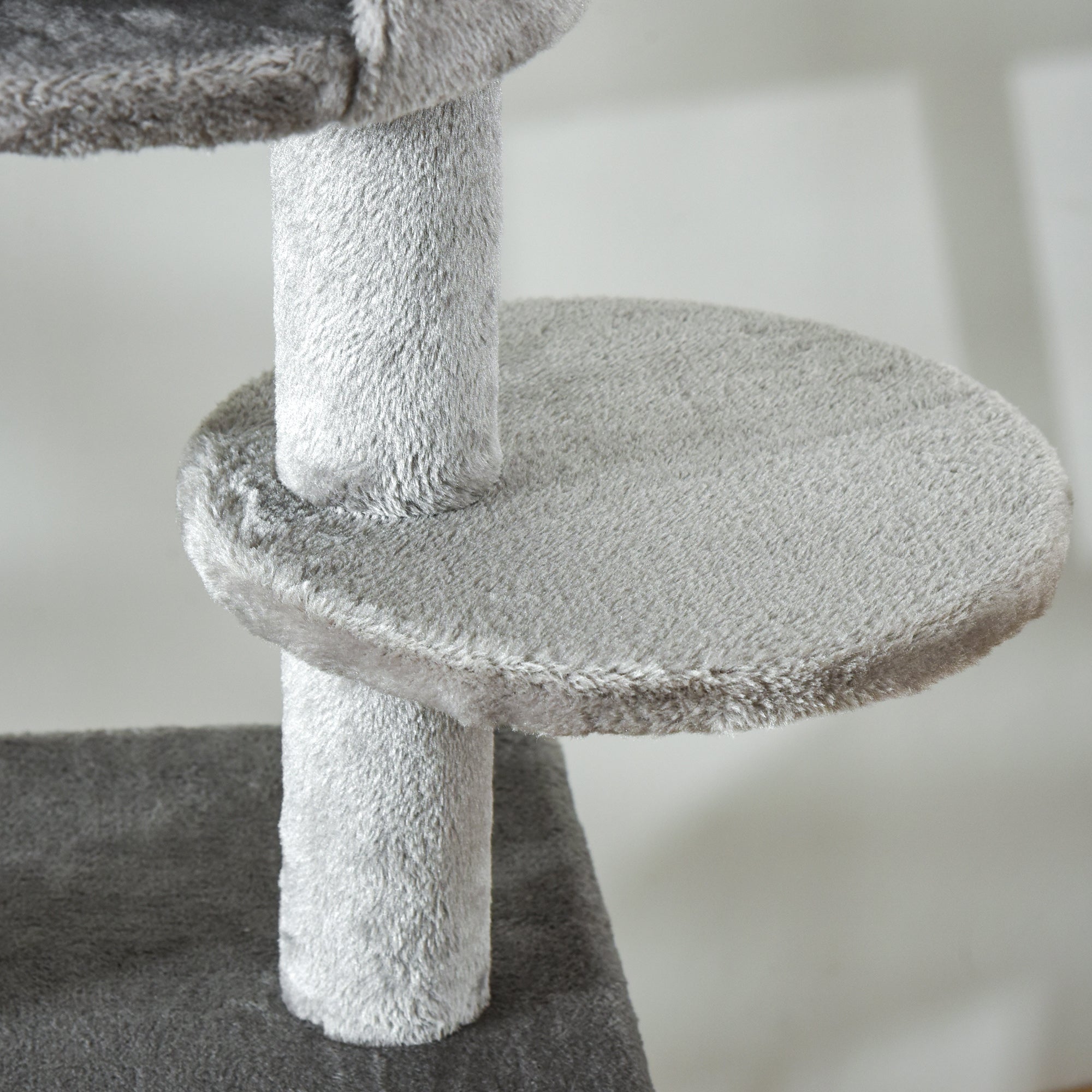 PawHut 89"-100" Floor to Ceiling Cat Tree 6-Tier Cat Climbing Tower Adjustable High with Scratching Post Board, Ramp, Cat Condo, Perch, Toy Ball, for Indoor Cat, Light Grey