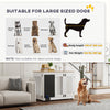 PawHut 39in Dog Crate Furniture, Dog Cage End Table with Three Doors, Blackboard, Non-slip Foot Pads, Dog Cage for Middle and Large Dogs, White