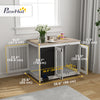 PawHut 39in Dog Crate Furniture, Dog Cage End Table with Three Doors, Blackboard, Non-slip Foot Pads, Dog Cage for Middle and Large Dogs, White