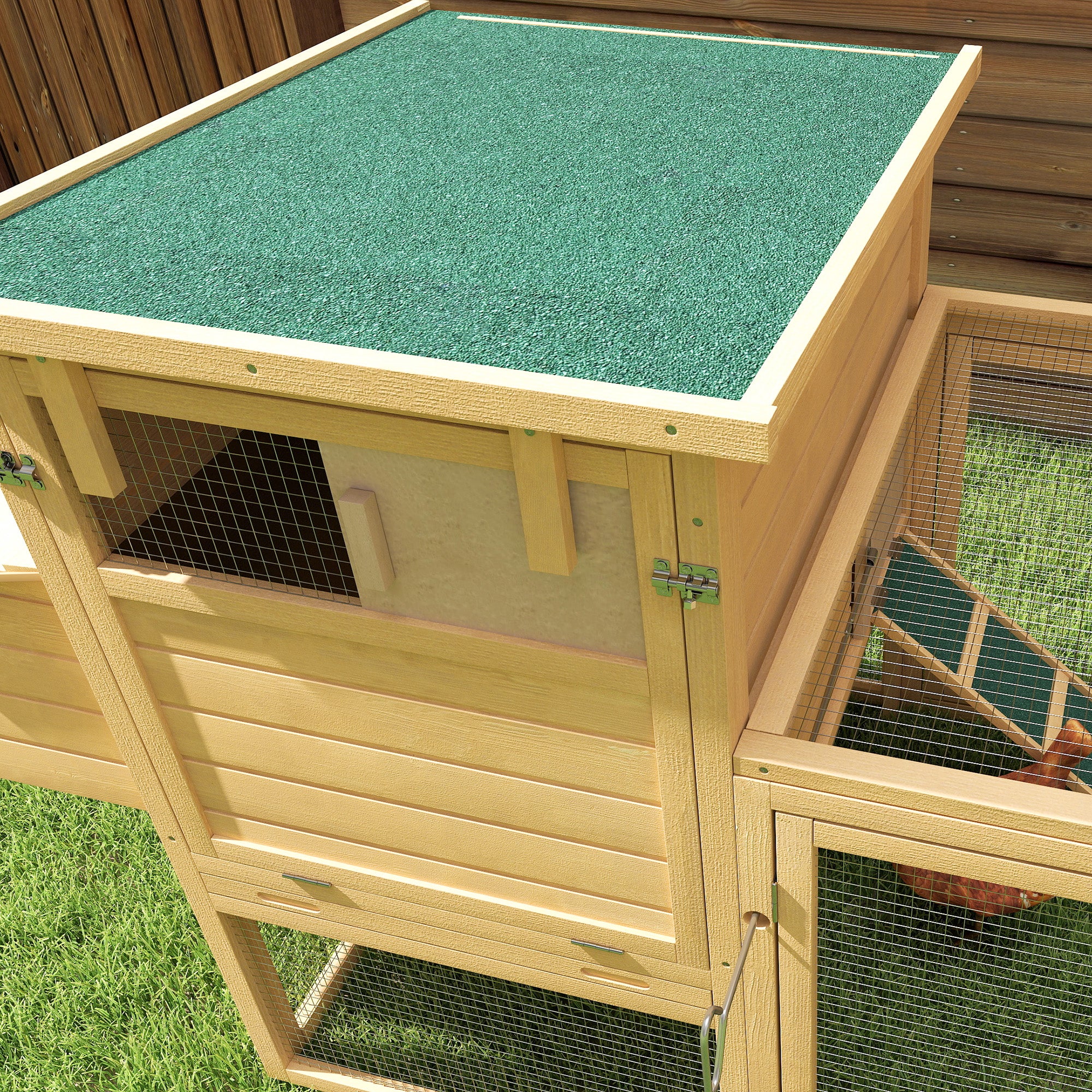 PawHut 75" Wooden Chicken Coop with Nesting Box, Outdoor Hen House with Removable Tray, Ramp, Run, Poultry Cage for Garden Backyard, Natural Wood