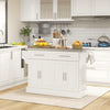 HOMCOM Kitchen Island with Storage, Rolling Kitchen Cart on Wheels with Stainless Steel Top, 2 Drawers, 2 Cabinets, Spice Rack, Knife and Towel Rack, Cream White