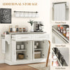 HOMCOM Kitchen Island with Storage, Rolling Kitchen Cart on Wheels with Stainless Steel Top, 2 Drawers, 2 Cabinets, Spice Rack, Knife and Towel Rack, Cream White