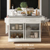 HOMCOM Kitchen Island with Storage, Rolling Kitchen Cart on Wheels with Stainless Steel Top, 2 Drawers, 2 Cabinets, Spice Rack, Knife and Towel Rack, Cream White