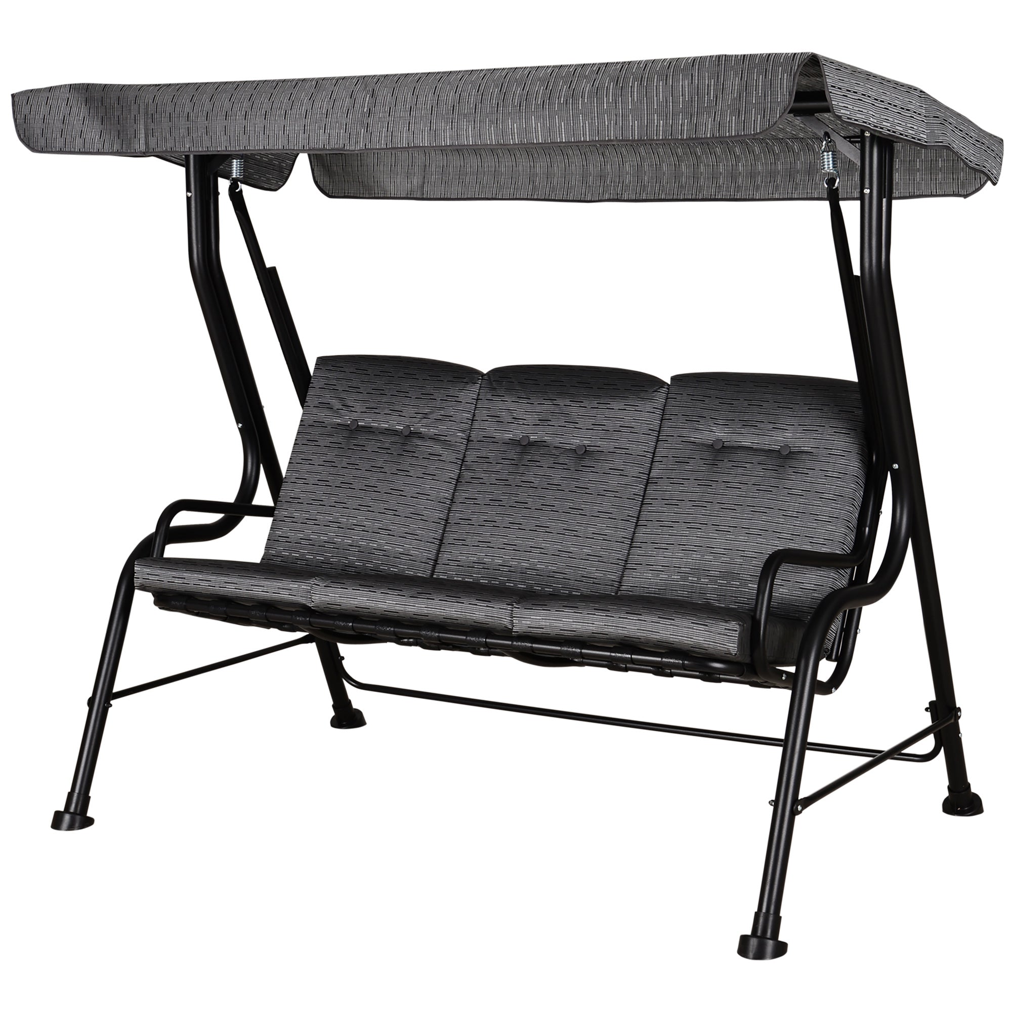 Outsunny 3-Person Porch Swing Patio Swing Chair with Canopy for Patio, Garden, Backyard, Poolside, Grey