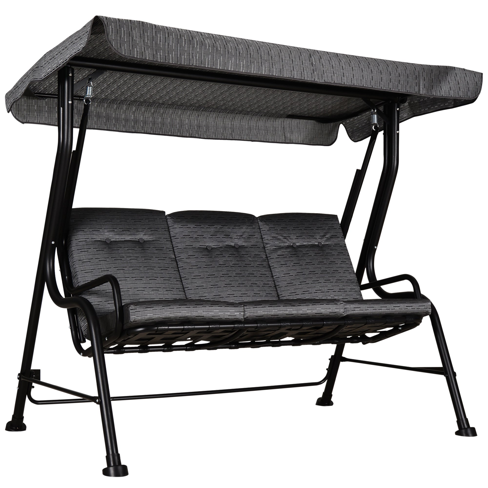 Outsunny 3-Person Porch Swing Patio Swing Chair with Canopy for Patio, Garden, Backyard, Poolside, Grey