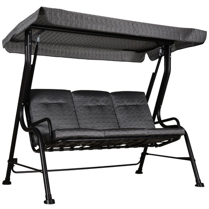 Outsunny 3-Person Porch Swing Patio Swing Chair with Canopy for Patio, Garden, Backyard, Poolside, Grey