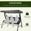 Outsunny 3-Person Porch Swing Patio Swing Chair with Canopy for Patio, Garden, Backyard, Poolside, Grey