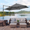 Outsunny 8.5FT Offset Patio Umbrella with 360° Rotation, Outdoor Cantilever Roma Parasol Hanging Sun Shade Canopy Shelter with Cross Base, Dark Grey