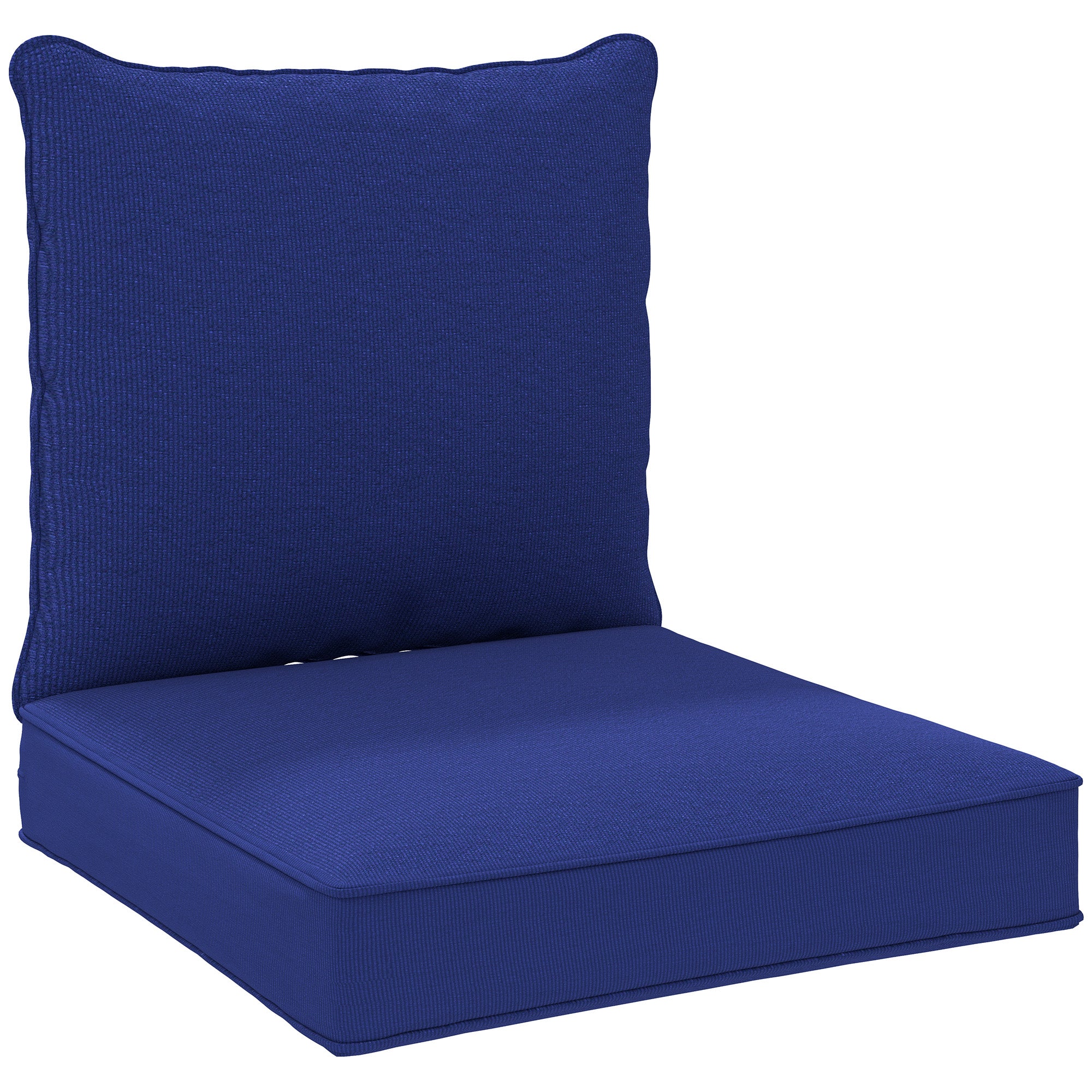 Outsunny Patio Chair Cushions, Thick Deep Seat Outdoor Seat Cushion with Back Cushion, Dark Blue