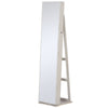 HOMCOM Jewelry Cabinet, Lockable Storage Organizer with Full-Length Mirror, LED Lights, Standing Jewelry Armoire in White Wood