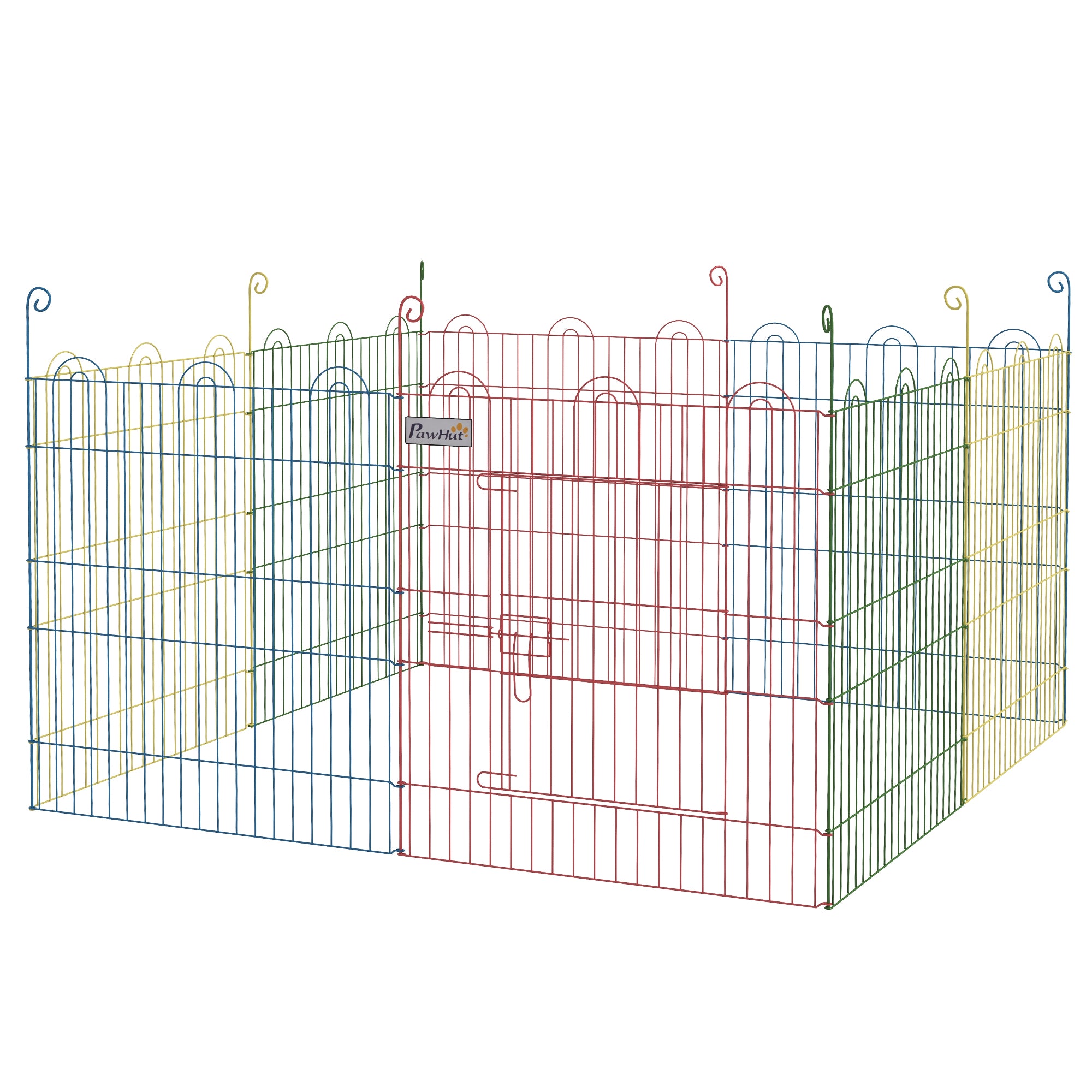 PawHut Dog Playpen Puppy Pen Metal Rabbit Run Pet Crate Fence w/ Door Indoor & Outdoor, 60H x Φ156cm