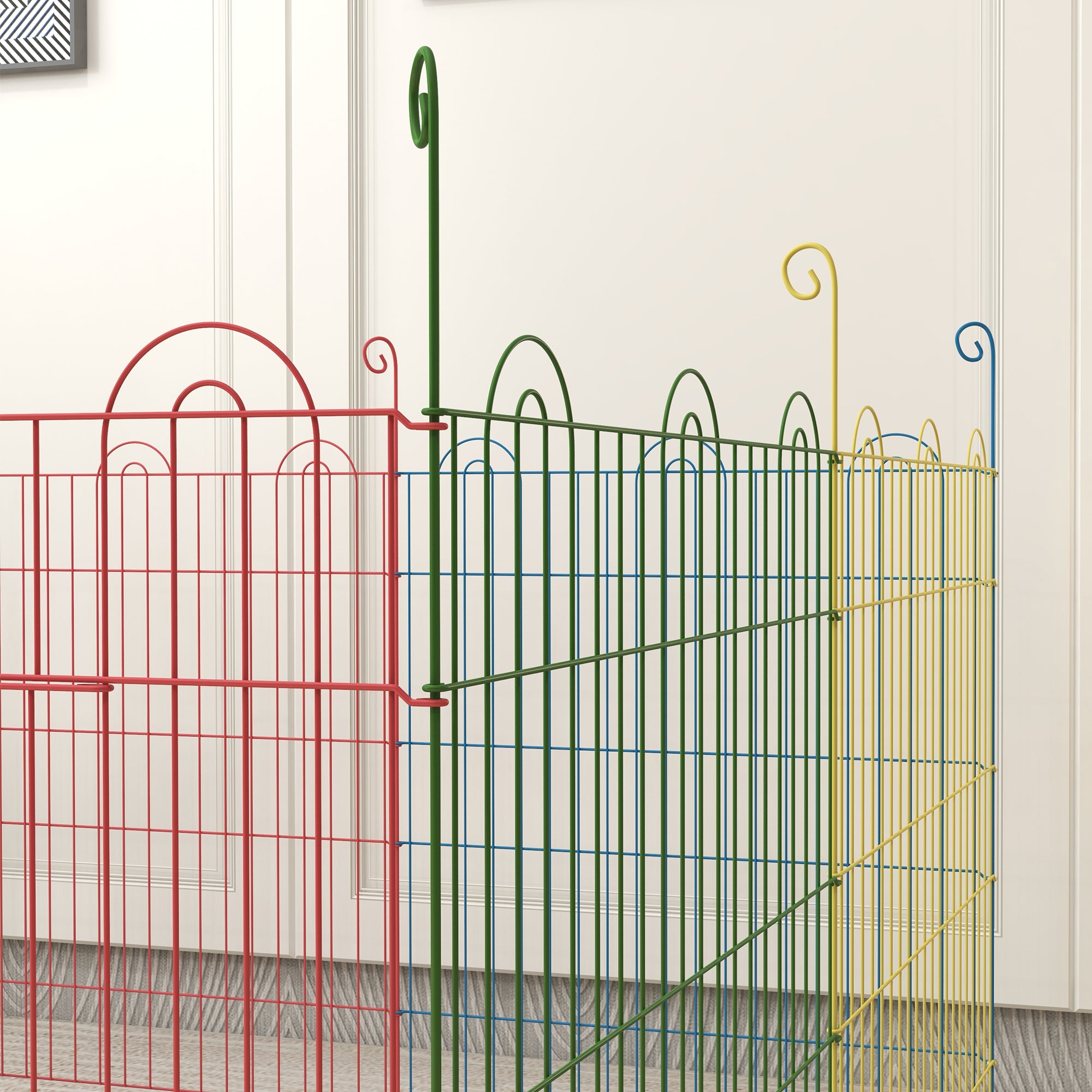 PawHut Dog Playpen Puppy Pen Metal Rabbit Run Pet Crate Fence w/ Door Indoor & Outdoor, 60H x Φ156cm