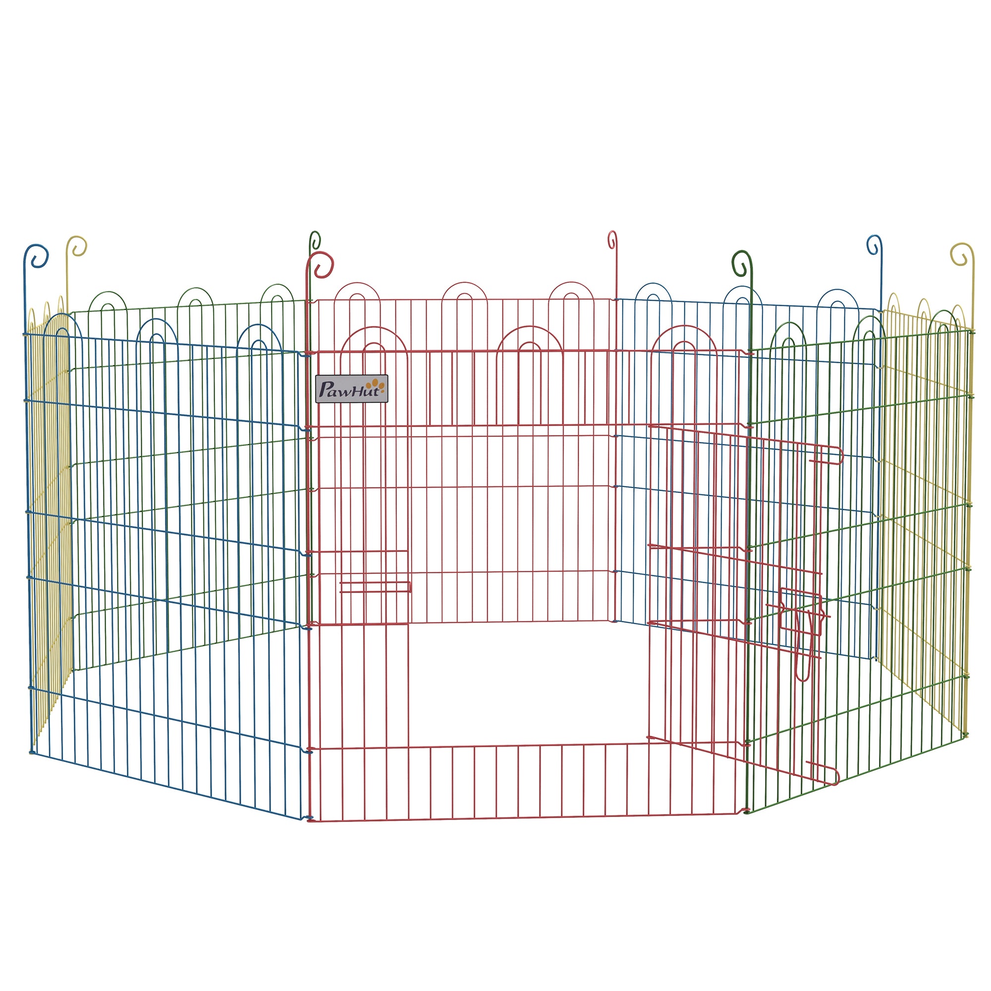 PawHut Dog Playpen Puppy Pen Metal Rabbit Run Pet Crate Fence w/ Door Indoor & Outdoor, 60H x Φ156cm
