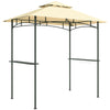 Outsunny 8' x 5' Grill Gazebo with LED Lights, Double Tiered Outdoor BBQ Gazebo Canopy with 2 Side Shelves, Storage Basket and Hooks for Patio, Garden, Backyard, Beige