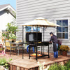 Outsunny 8' x 5' Grill Gazebo with LED Lights, Double Tiered Outdoor BBQ Gazebo Canopy with 2 Side Shelves, Storage Basket and Hooks for Patio, Garden, Backyard, Beige