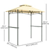Outsunny 8' x 5' Grill Gazebo with LED Lights, Double Tiered Outdoor BBQ Gazebo Canopy with 2 Side Shelves, Storage Basket and Hooks for Patio, Garden, Backyard, Beige