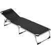 Outsunny Folding Lounge Chair, Patio Lounger with Headrest, 5-Level Adjustable Backrest, and Aluminum Frame, Black