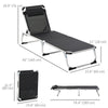 Outsunny Folding Lounge Chair, Patio Lounger with Headrest, 5-Level Adjustable Backrest, and Aluminum Frame, Black