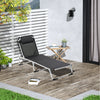 Outsunny Folding Lounge Chair, Patio Lounger with Headrest, 5-Level Adjustable Backrest, and Aluminum Frame, Black