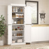 HOMCOM 72.5" Kitchen Pantry Cabinet, Freestanding Kitchen Pantry Storage Cabinet with 4 Doors, White