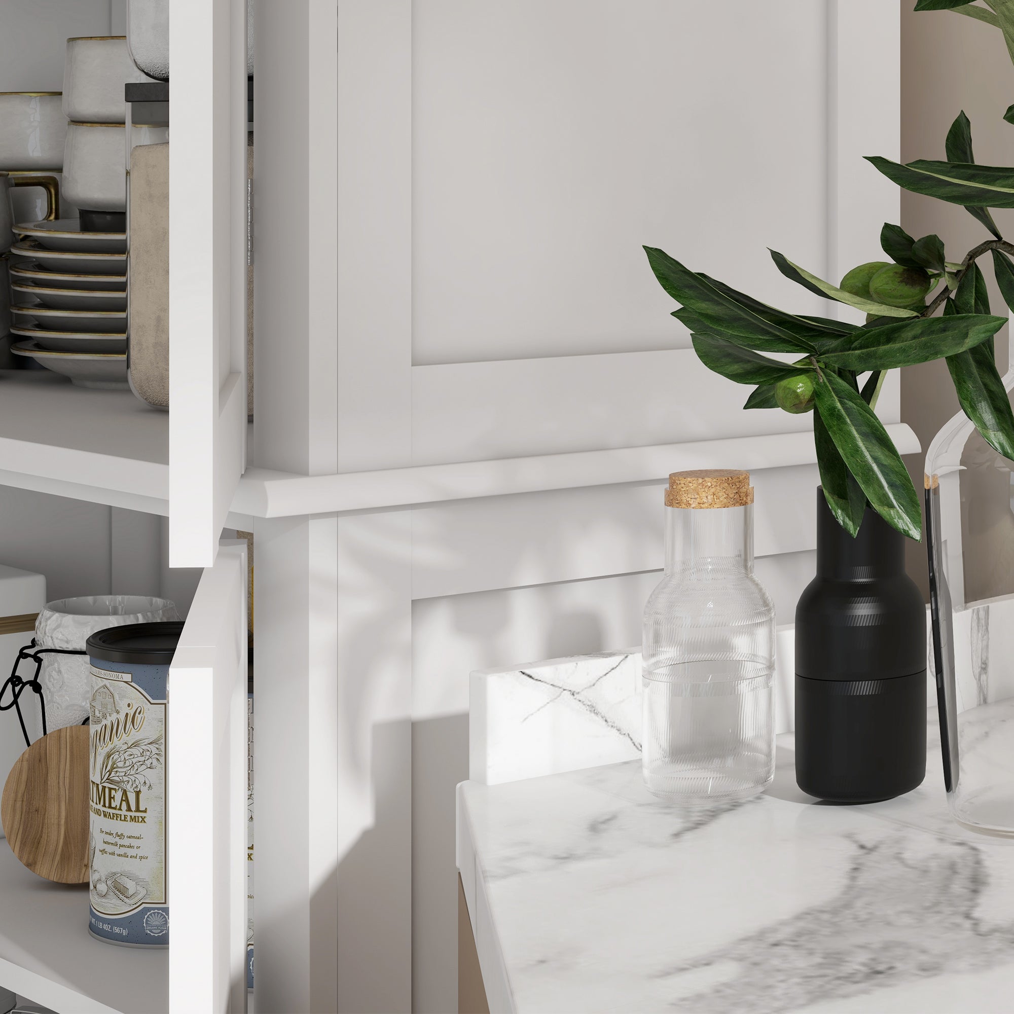 HOMCOM 72.5" Kitchen Pantry Cabinet, Freestanding Kitchen Pantry Storage Cabinet with 4 Doors, White