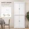 HOMCOM 72.5" Kitchen Pantry Cabinet, Freestanding Kitchen Pantry Storage Cabinet with 4 Doors, White