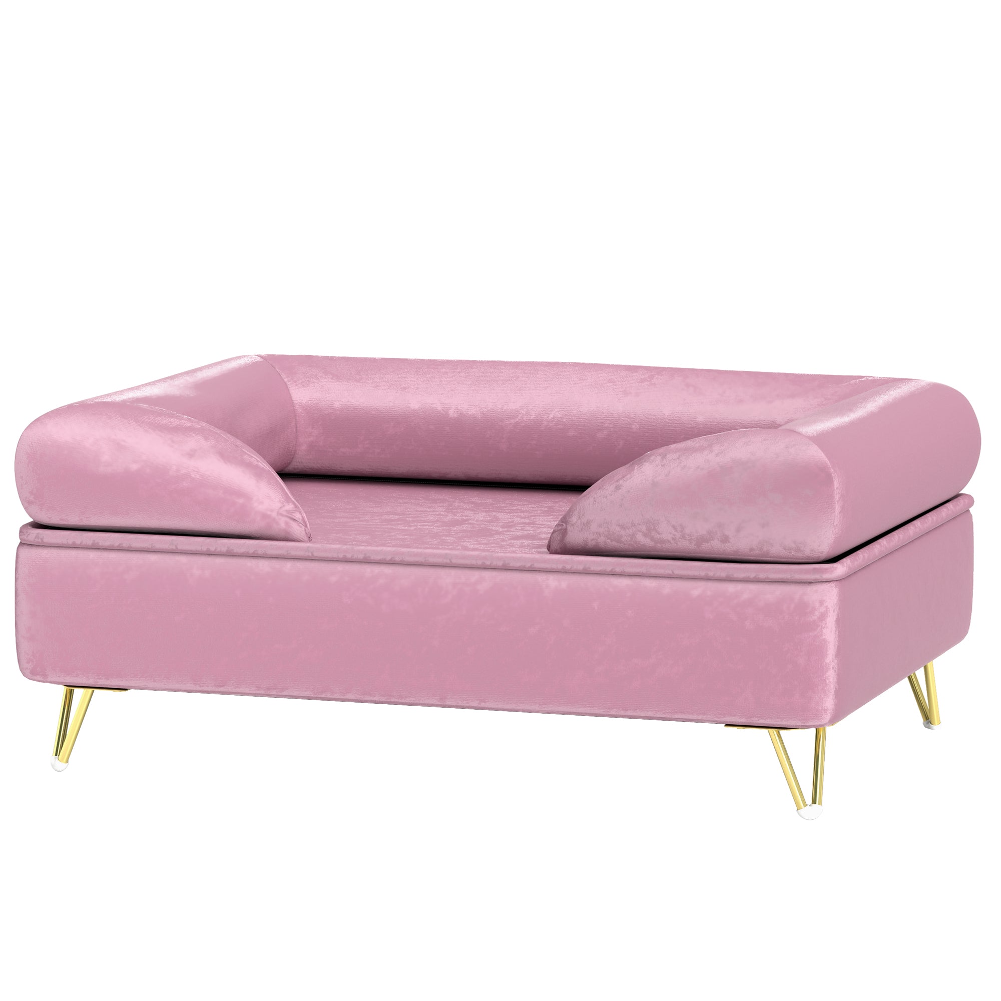 PawHut Dog Sofa Pet Couch Cat Chair with Removable Backrest, Soft Cushion, Washable Cover, for Small and Medium Sized Dogs, Pink