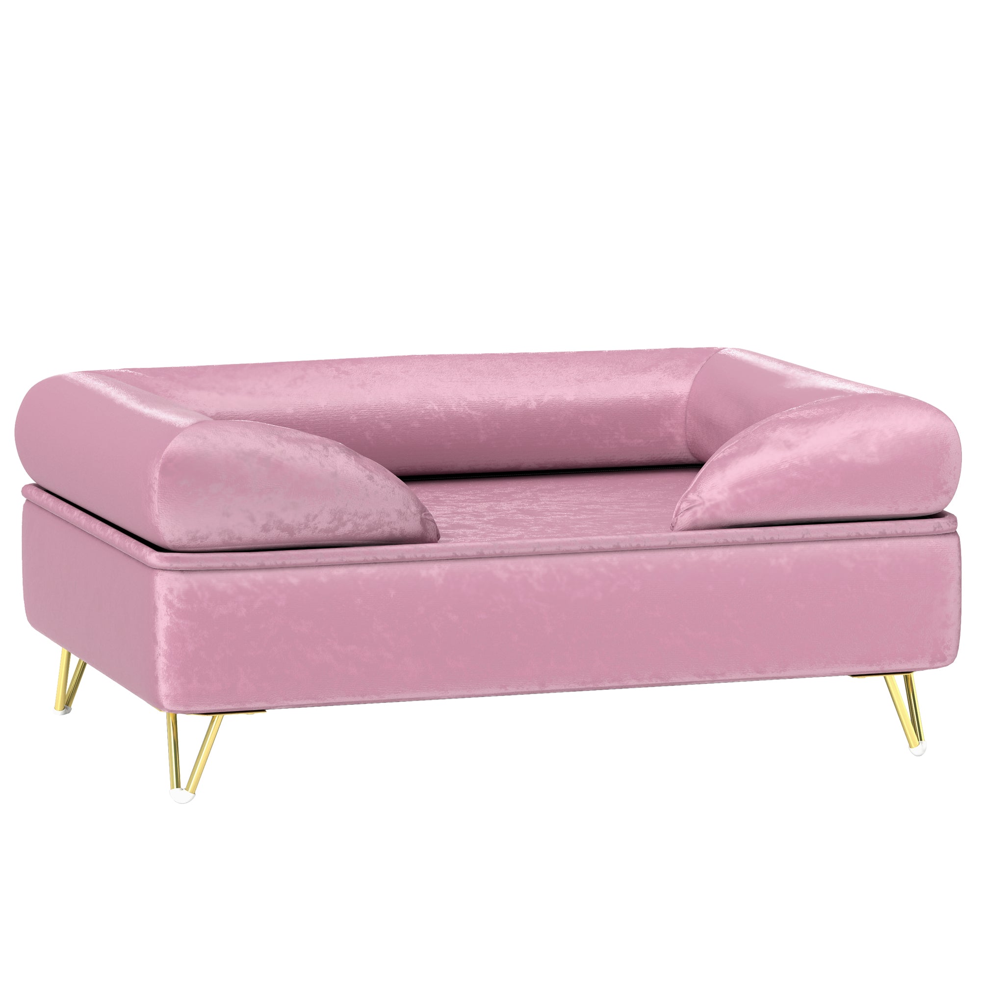 PawHut Dog Sofa Pet Couch Cat Chair with Removable Backrest, Soft Cushion, Washable Cover, for Small and Medium Sized Dogs, Pink