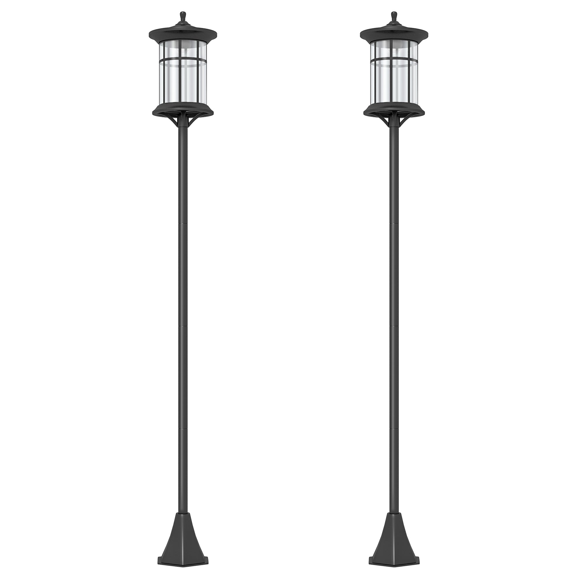 Outsunny Solar Lamp Post Light, 72" LED Outdoor Street Light, Waterproof IP44 for Patio, Garden, Backyard, Pathway, Cool White, 2 Pack