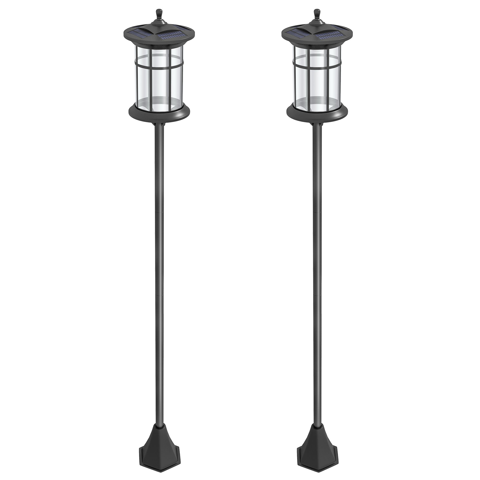 Outsunny Solar Lamp Post Light, 72" LED Outdoor Street Light, Waterproof IP44 for Patio, Garden, Backyard, Pathway, Cool White, 2 Pack