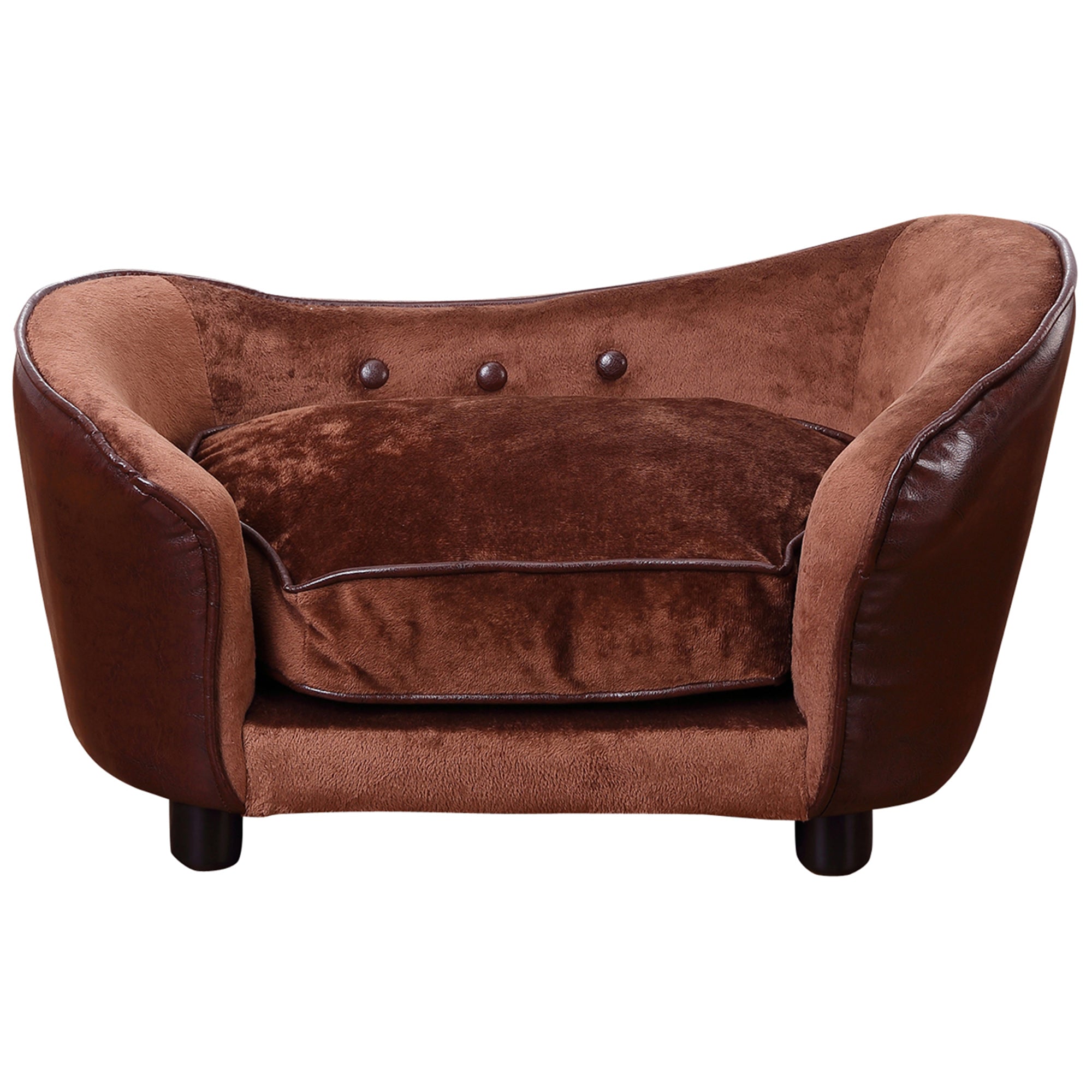 PawHut Dog Sofa Bed for XS-Sized Dogs, Pet Couch with Removable Soft Cushion, Cat Sofa Lounge with Back Pocket, Thick Sponge, Wooden Frame
