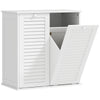HOMCOM Laundry Cabinet, Laundry Hamper Cabinet with Louvered Doors and 2 Baskets, Bathroom Hamper Cabinet for Laundry Room, Bathroom, White