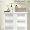 HOMCOM Laundry Cabinet, Laundry Hamper Cabinet with Louvered Doors and 2 Baskets, Bathroom Hamper Cabinet for Laundry Room, Bathroom, White