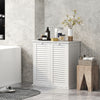 HOMCOM Laundry Cabinet, Laundry Hamper Cabinet with Louvered Doors and 2 Baskets, Bathroom Hamper Cabinet for Laundry Room, Bathroom, White