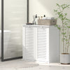 HOMCOM Laundry Cabinet, Laundry Hamper Cabinet with Louvered Doors and 2 Baskets, Bathroom Hamper Cabinet for Laundry Room, Bathroom, White