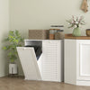 HOMCOM Laundry Cabinet, Laundry Hamper Cabinet with Louvered Doors and 2 Baskets, Bathroom Hamper Cabinet for Laundry Room, Bathroom, White