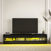 HOMCOM High Gloss TV Stand Cabinet for TVs up to 75", Entertainment Center with LED Light, Media Console with Storage, Black