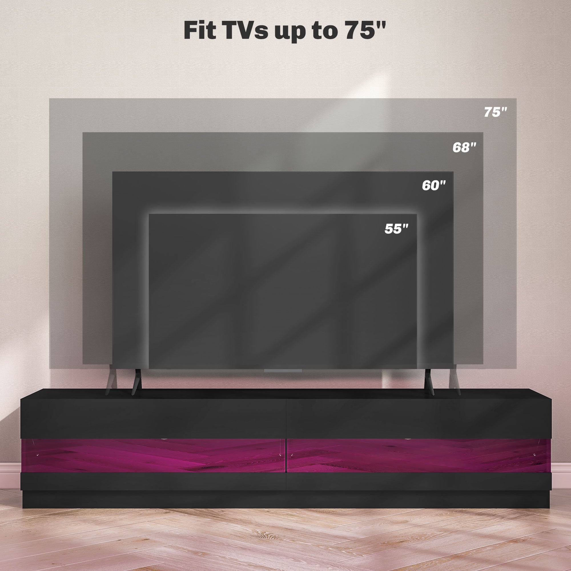HOMCOM High Gloss TV Stand Cabinet for TVs up to 75
