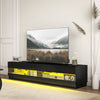 HOMCOM High Gloss TV Stand Cabinet for TVs up to 75", Entertainment Center with LED Light, Media Console with Storage, Black