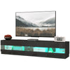 HOMCOM High Gloss TV Stand Cabinet for TVs up to 75", Entertainment Center with LED Light, Media Console with Storage, Black