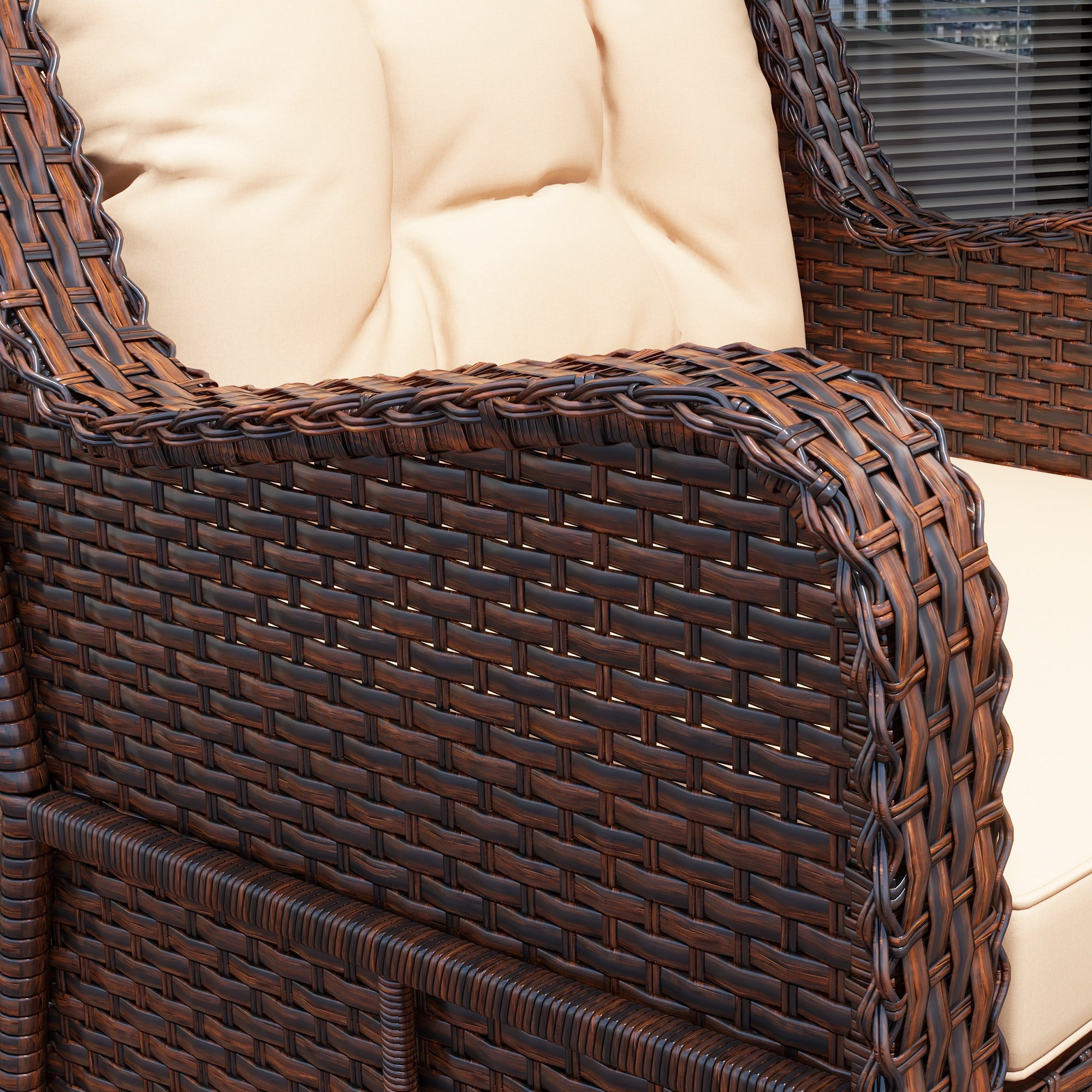 Outsunny PE Rattan 360掳 Swivel Patio Chair with Cushion, Patio Wicker Chair with Armrest, Backrest, Brown